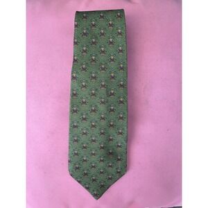 Salvatore Ferragamo Green Silk Tie Eskimo Arctic Explorer‎ Print Made in Italy